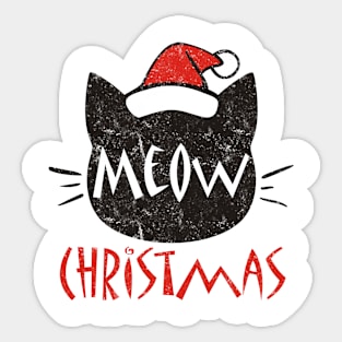 Meow Christmas Funny Distressed Cat Sticker
